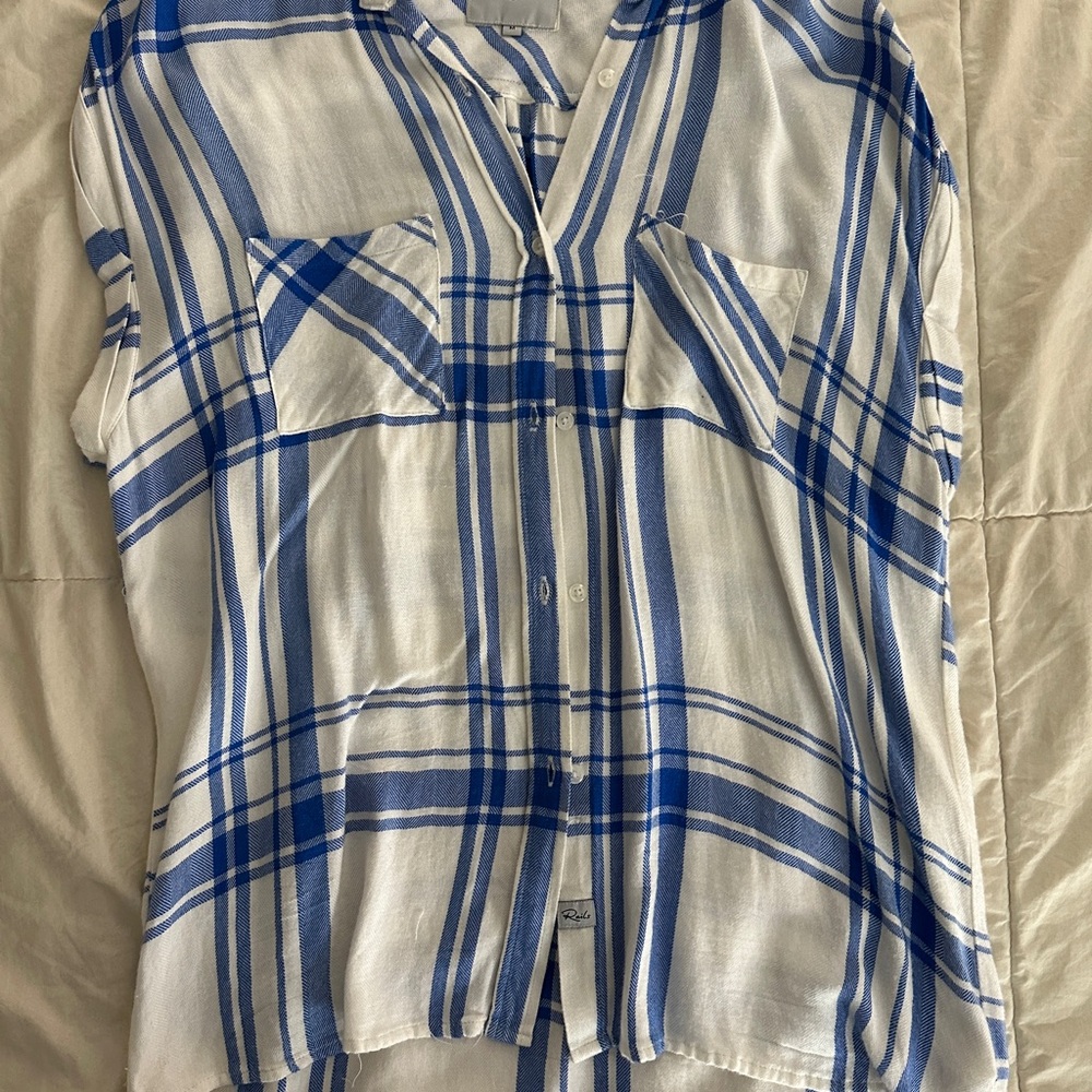 Rails Blue and White Striped Shirt